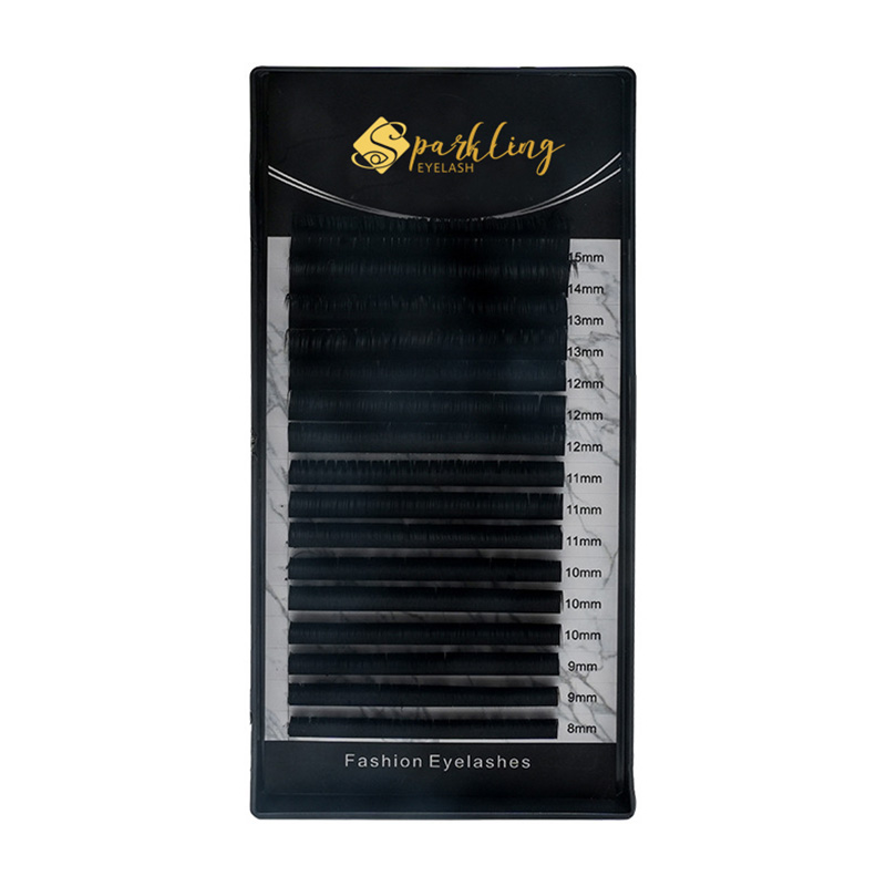 0.05 D Sambungan Bulu Mata Isipadu Hitam Matte Curl
