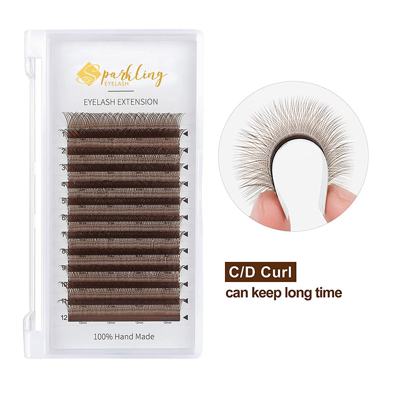 Bulu Mata YY Sambungan Bulu Mata Coklat C Lentik 0.07mm 8-15mm Bulu Mata Campuran